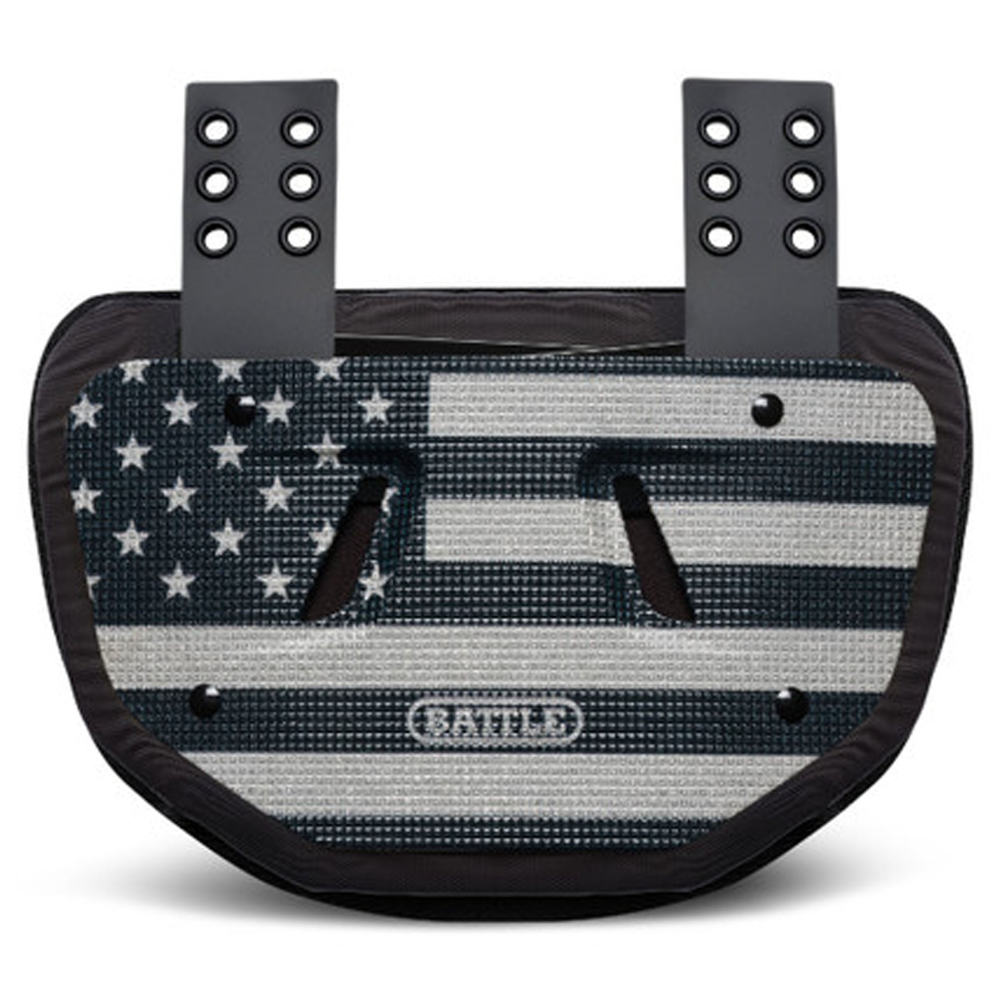 Motorcycle saddlebag with American flag design on a white background