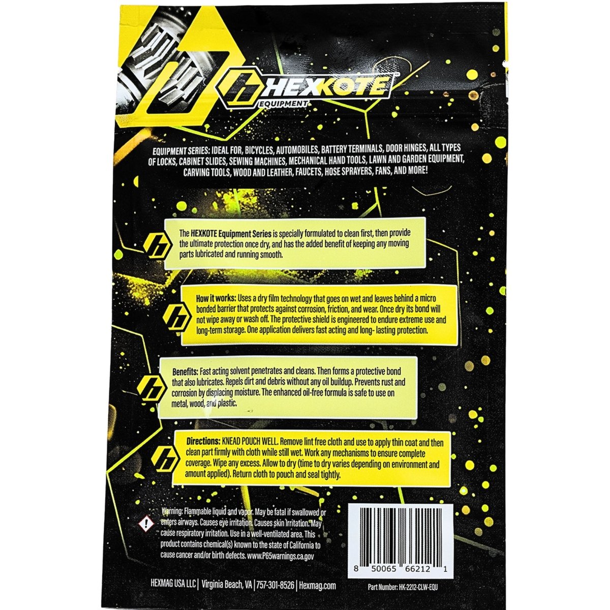 HEXKOTE Equipment Lock Hinge Garage Dry Lubricant Lint Free Cloth Wipe 12" x 12" - Forza Sports