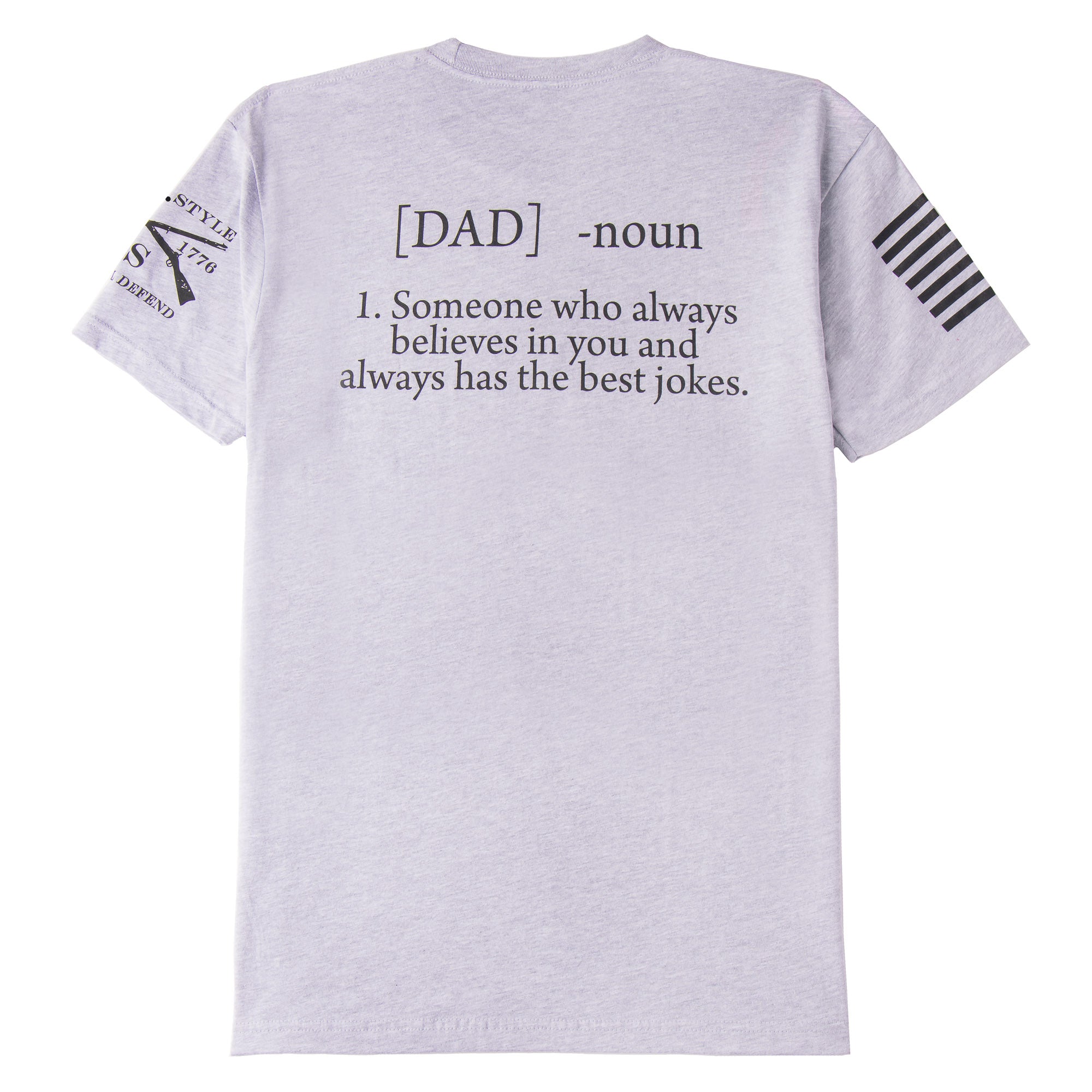 Gray t-shirt with text on the back on a white background