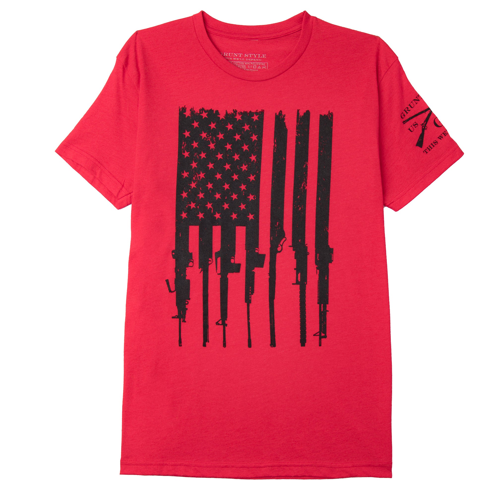 Grunt Style Rifle Flag Crewneck T-Shirt - Red