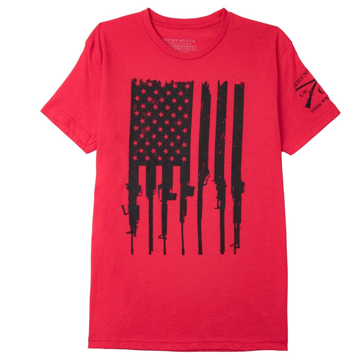 Grunt Style R.E.D. Rifle Flag Crewneck T-Shirt - Red - Forza Sports