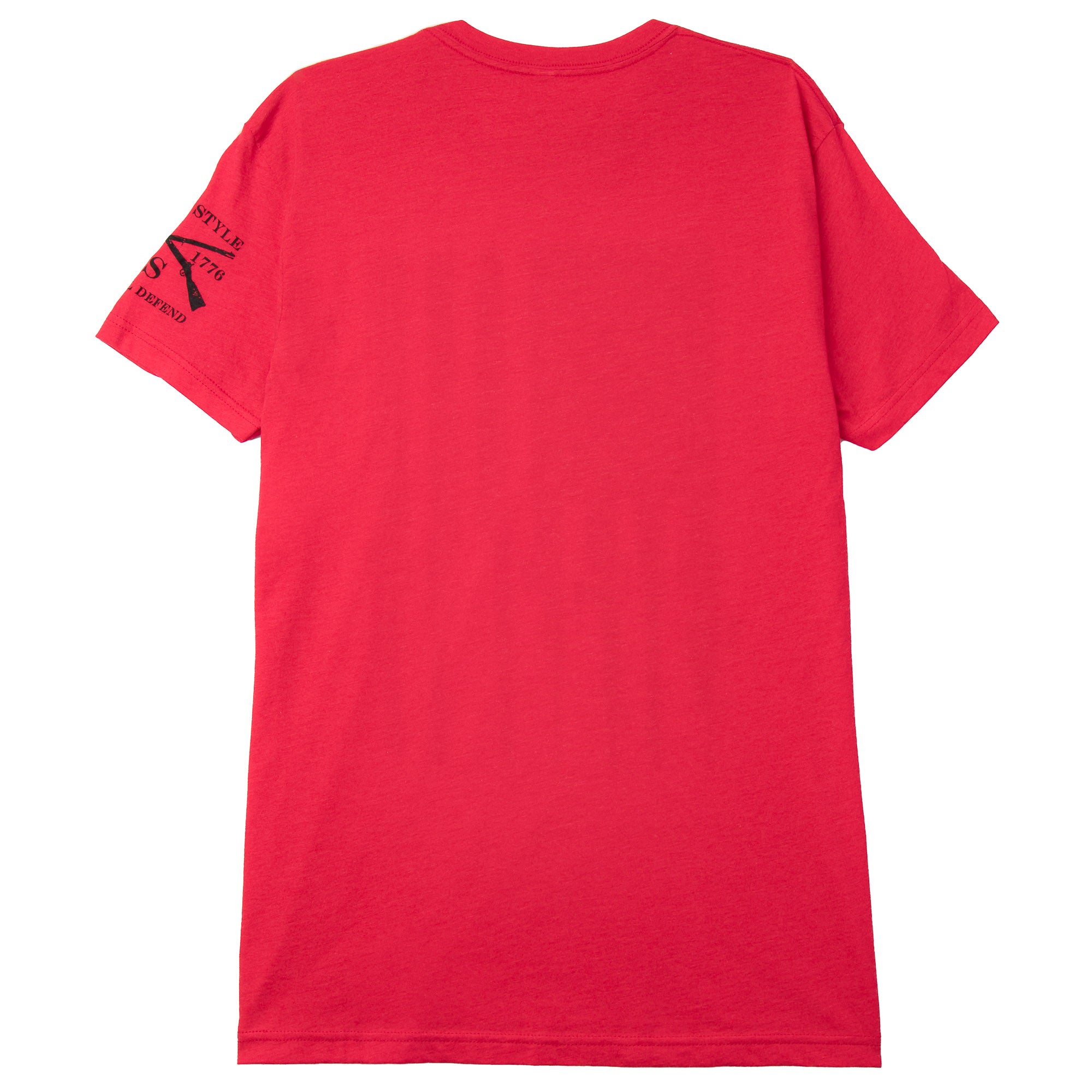 Red t-shirt with a small black graphic on the sleeve against a white - Forza Sports