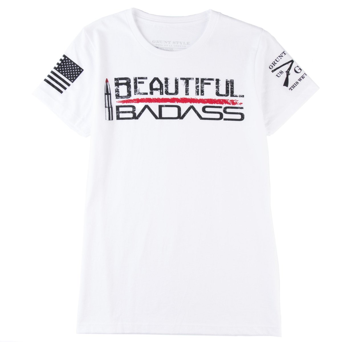 Grunt Style Women's Beautiful Badass Reversed T-Shirt - White - Forza Sports