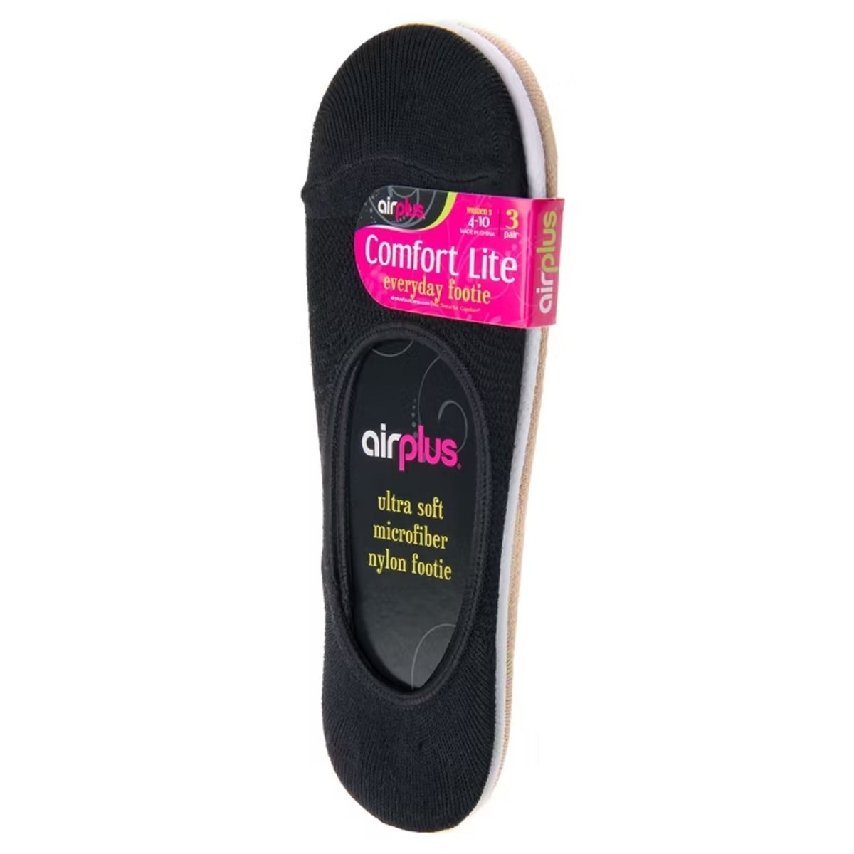 Airplus Ultra Soft, Light Weight No Show Socks, Black, Medium, 3 Pairs - Forza Sports