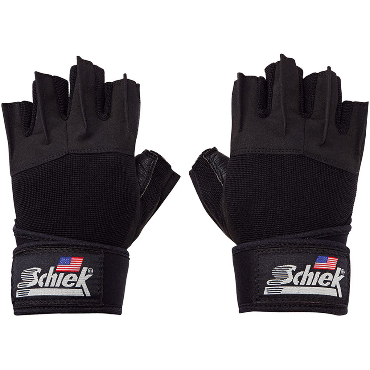 Schiek Sports Platinum 3/4 Finger Wrist Wrap Lifting Gloves - Black/Gray Schiek Sports