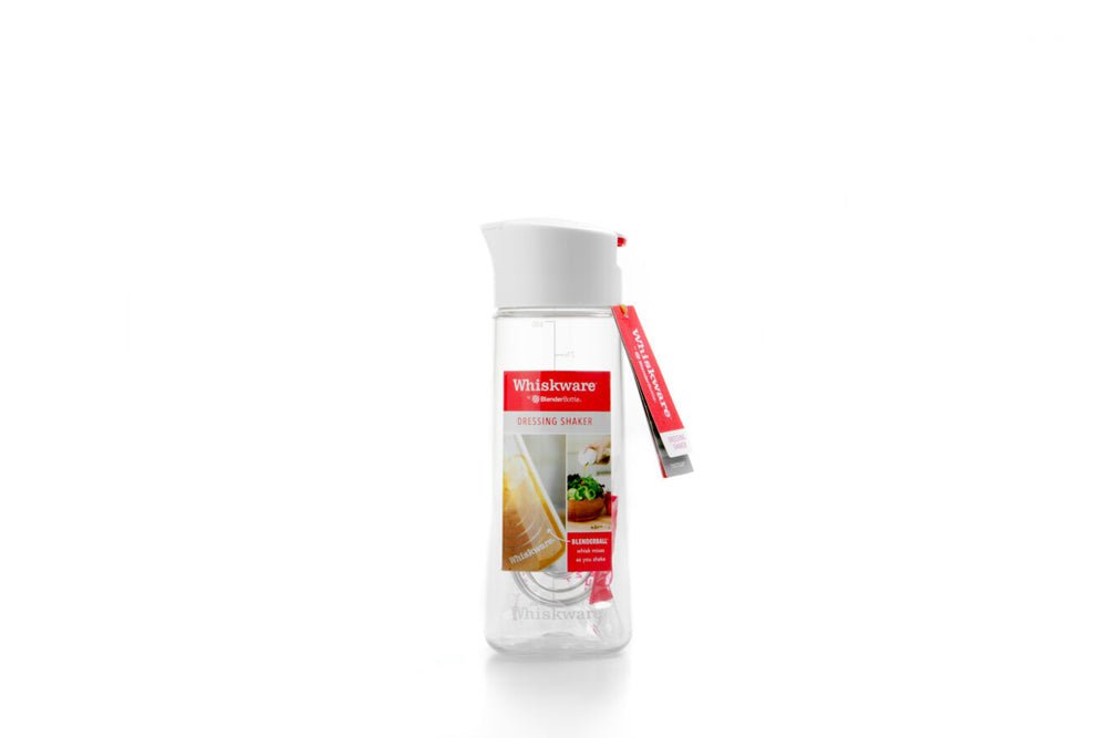 Whiskware Glass Salad Dressing Shaker with BlenderBall Wire Whisk - White/Red - Forza Sports