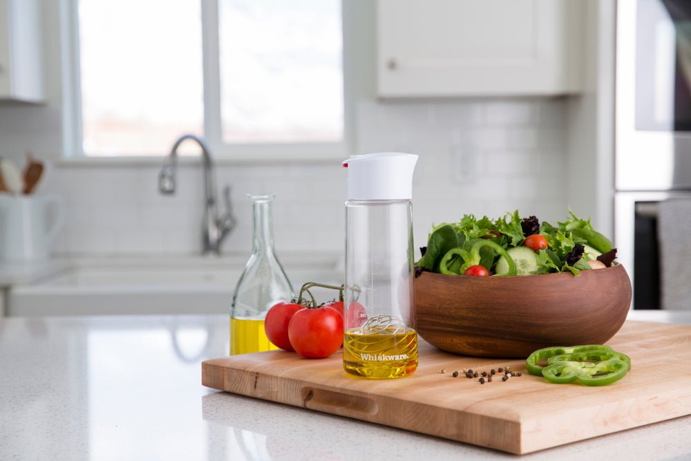 Whiskware Glass Salad Dressing Shaker with BlenderBall Wire Whisk - White/Red - Forza Sports