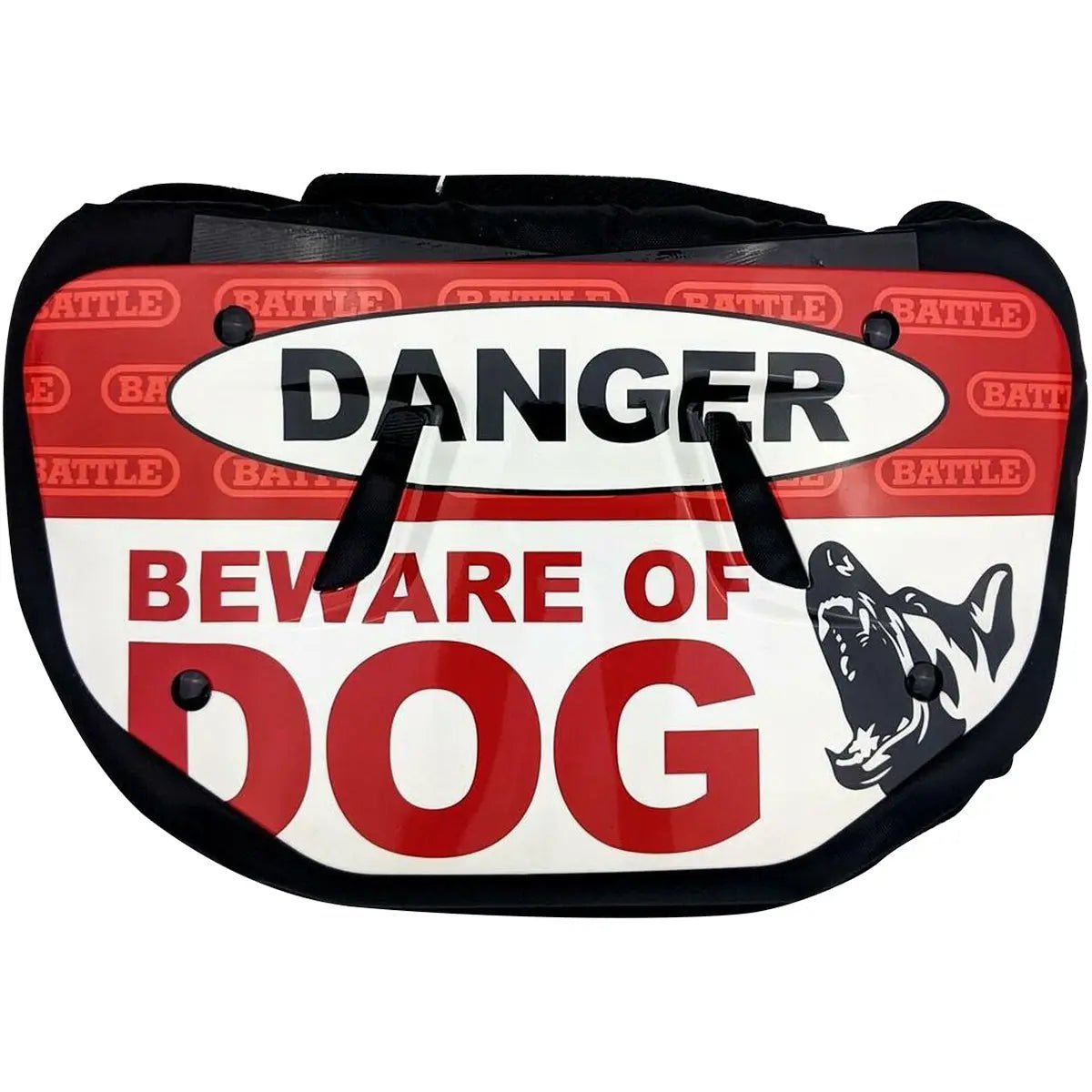 Battle Sports Beware Of Dog Protective Football Back Plate - Red/White Battle Sports
