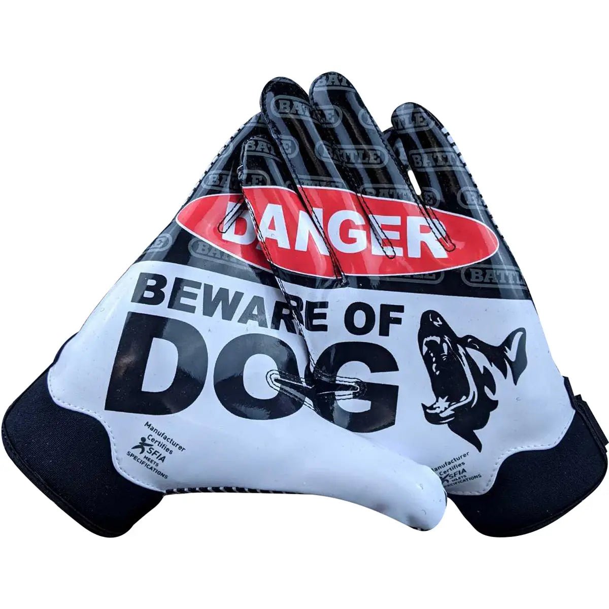 Battle Sports Beware of Dog Doom 1.0 Youth Football Receiver Gloves Battle Sports