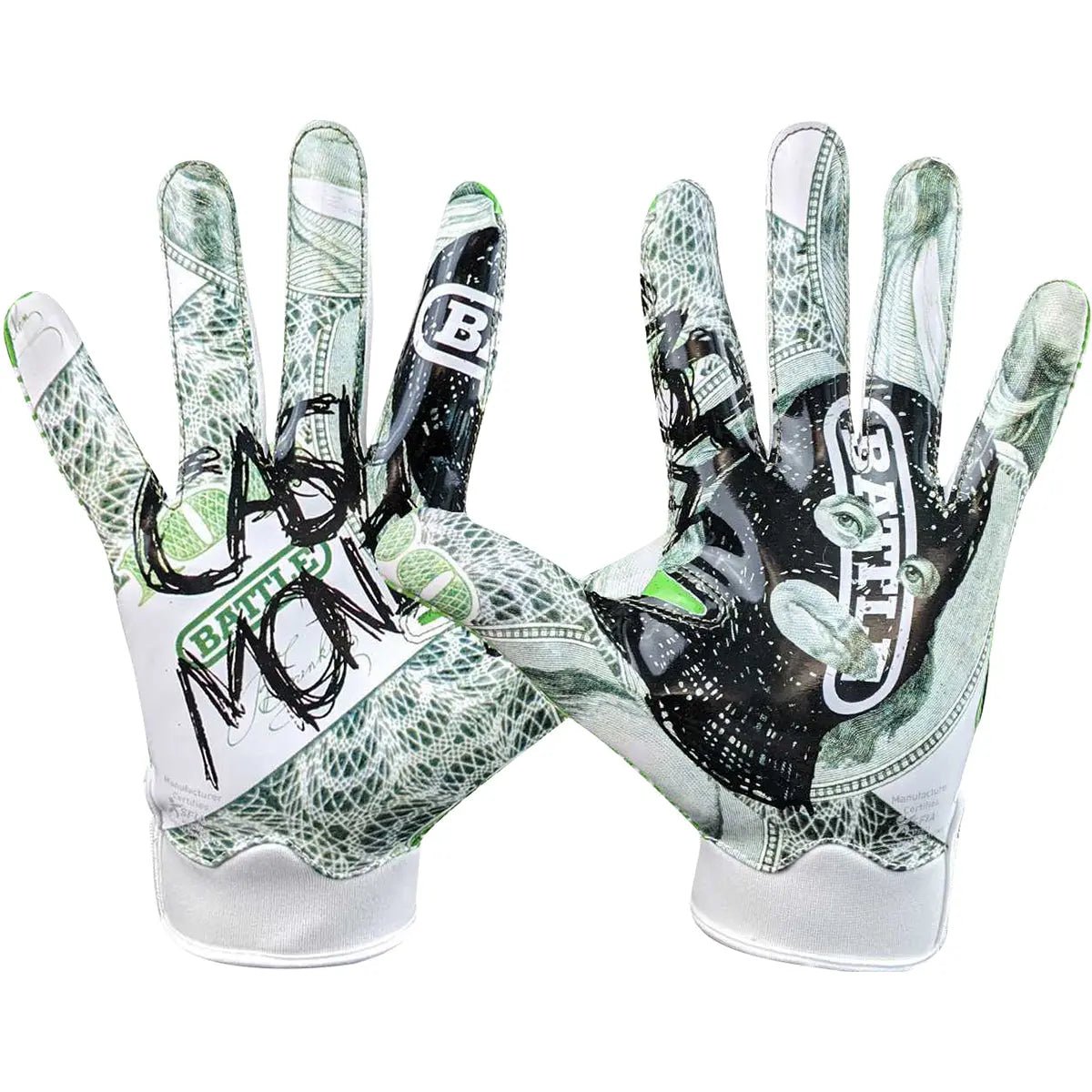 Battle Sports Cash Money Doom 1.0 Adult Football Receiver Gloves Battle Sports