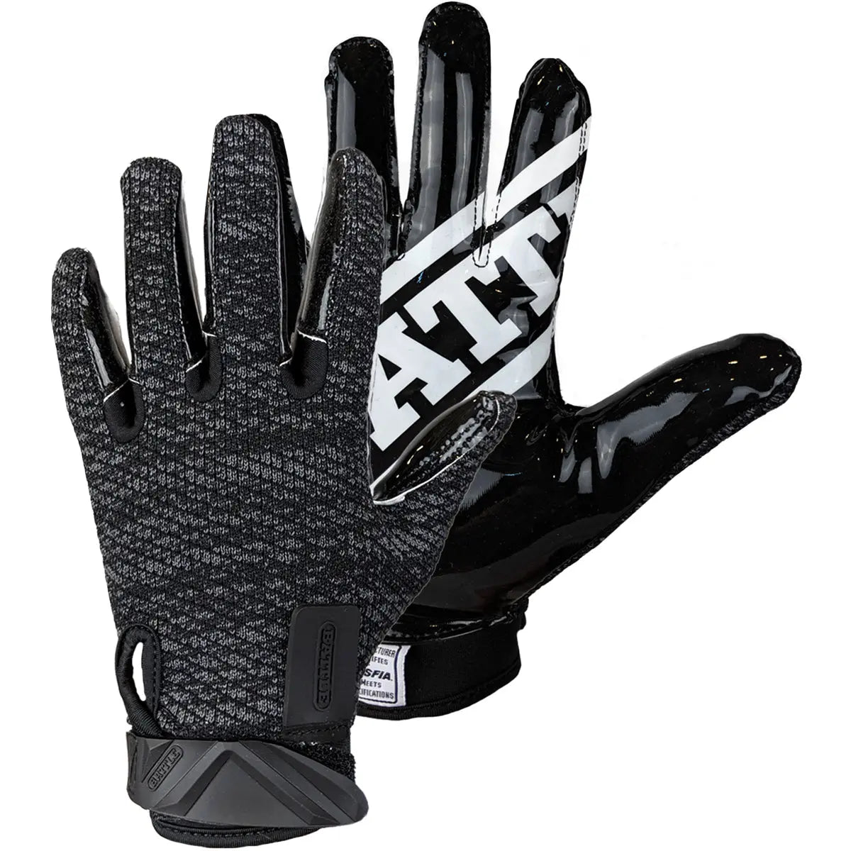 Battle Sports Receivers Ultra-Hitch Football Gloves - Black Battle Sports