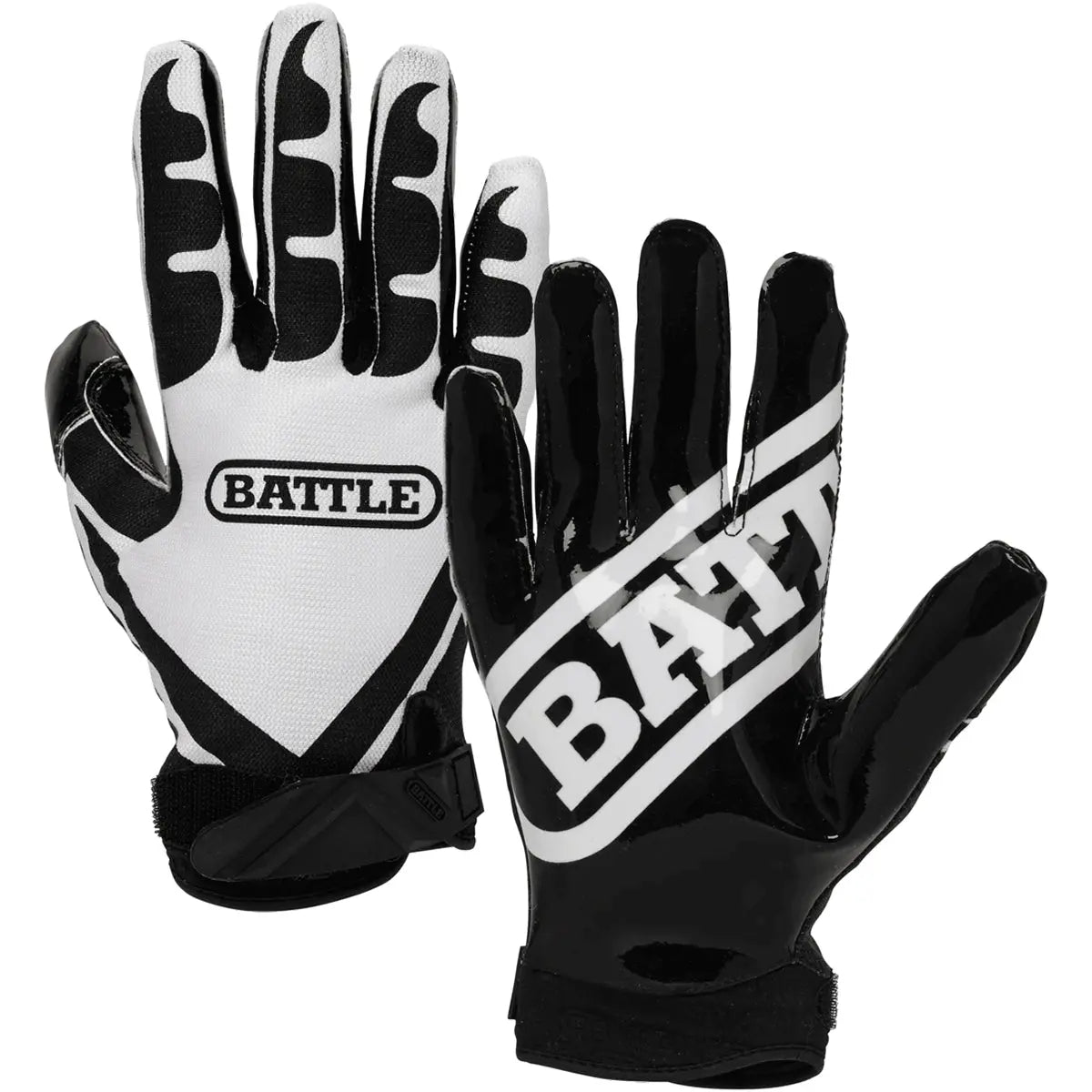 Battle Sports Receivers Ultra-Stick Football Gloves - Black/White Battle Sports