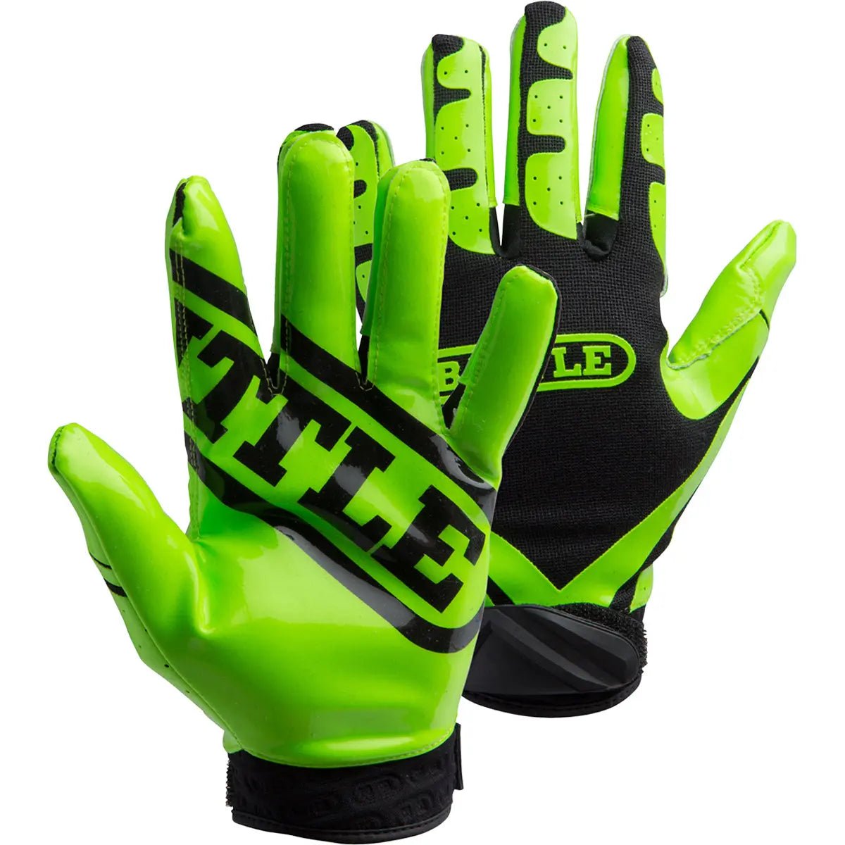 Battle Sports Receivers Ultra-Stick Football Gloves - Neon Green/Black Battle Sports