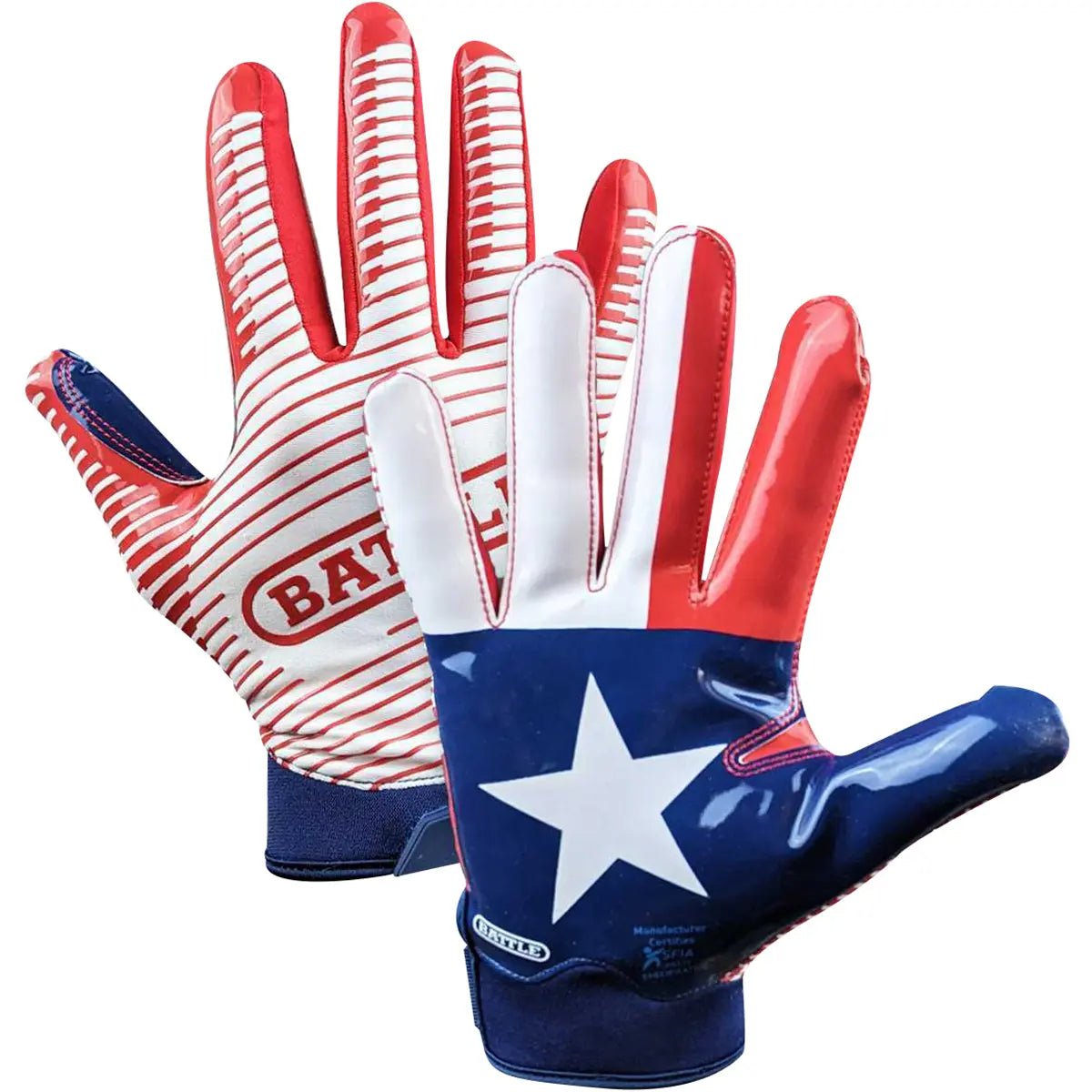 Battle Sports Texas Flag Doom 1.0 Youth Football Receiver Gloves Battle Sports