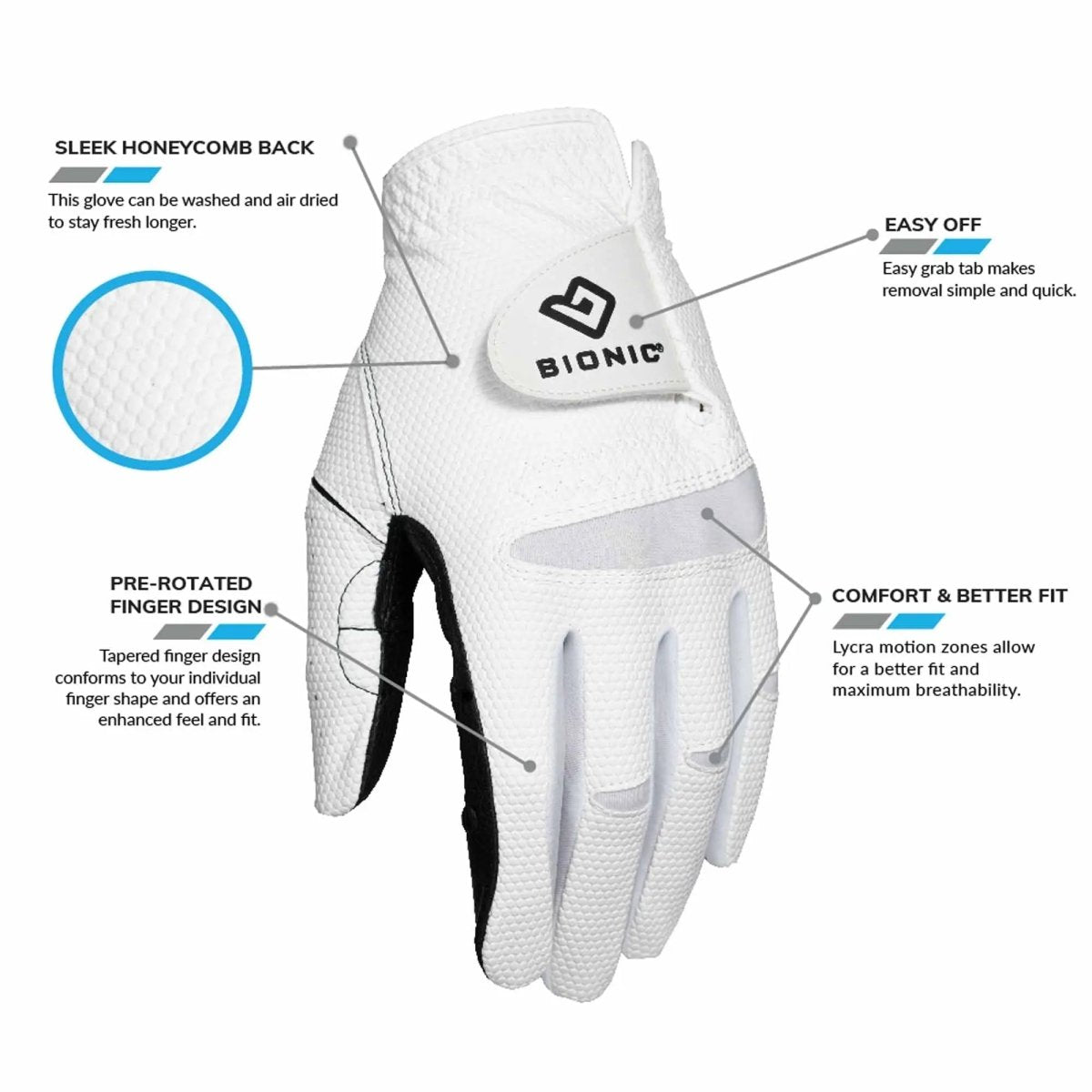 Bionic Gloves Men's RelaxGrip 2.0 DX Golf - Left - Black - Cadet Bionic Gloves