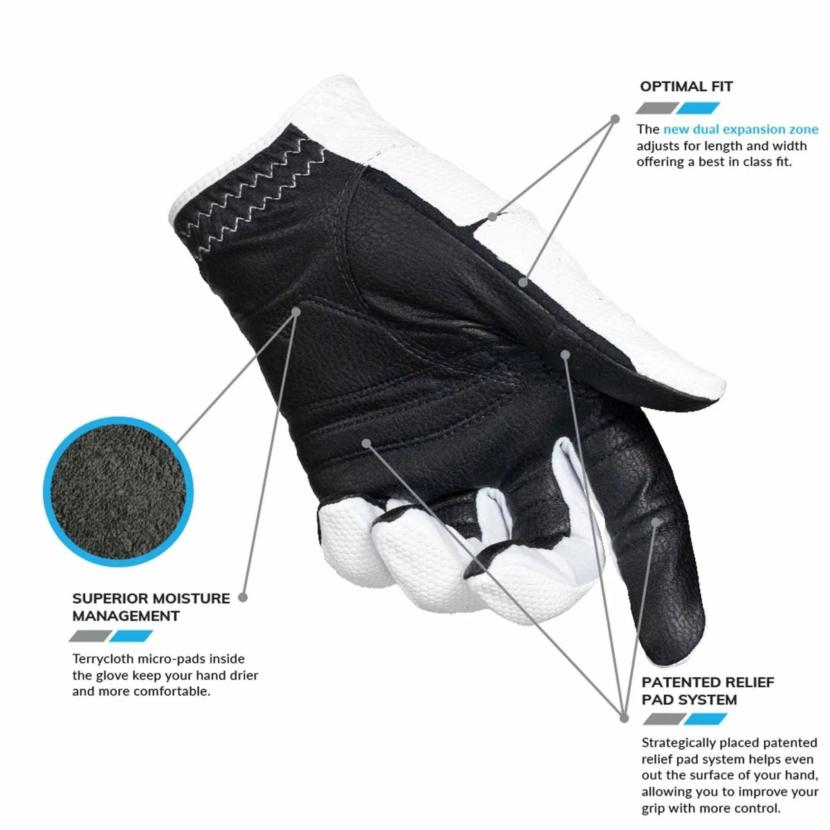 Bionic Gloves Men's RelaxGrip 2.0 DX Golf - Left - Black - Cadet Bionic Gloves