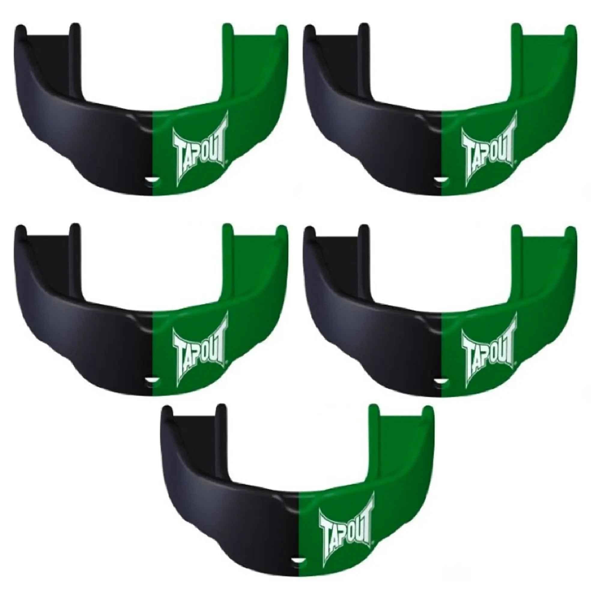 Tapout Youth Protective Sports Mouthguard with Strap 5-Pack - Green/Black Tapout