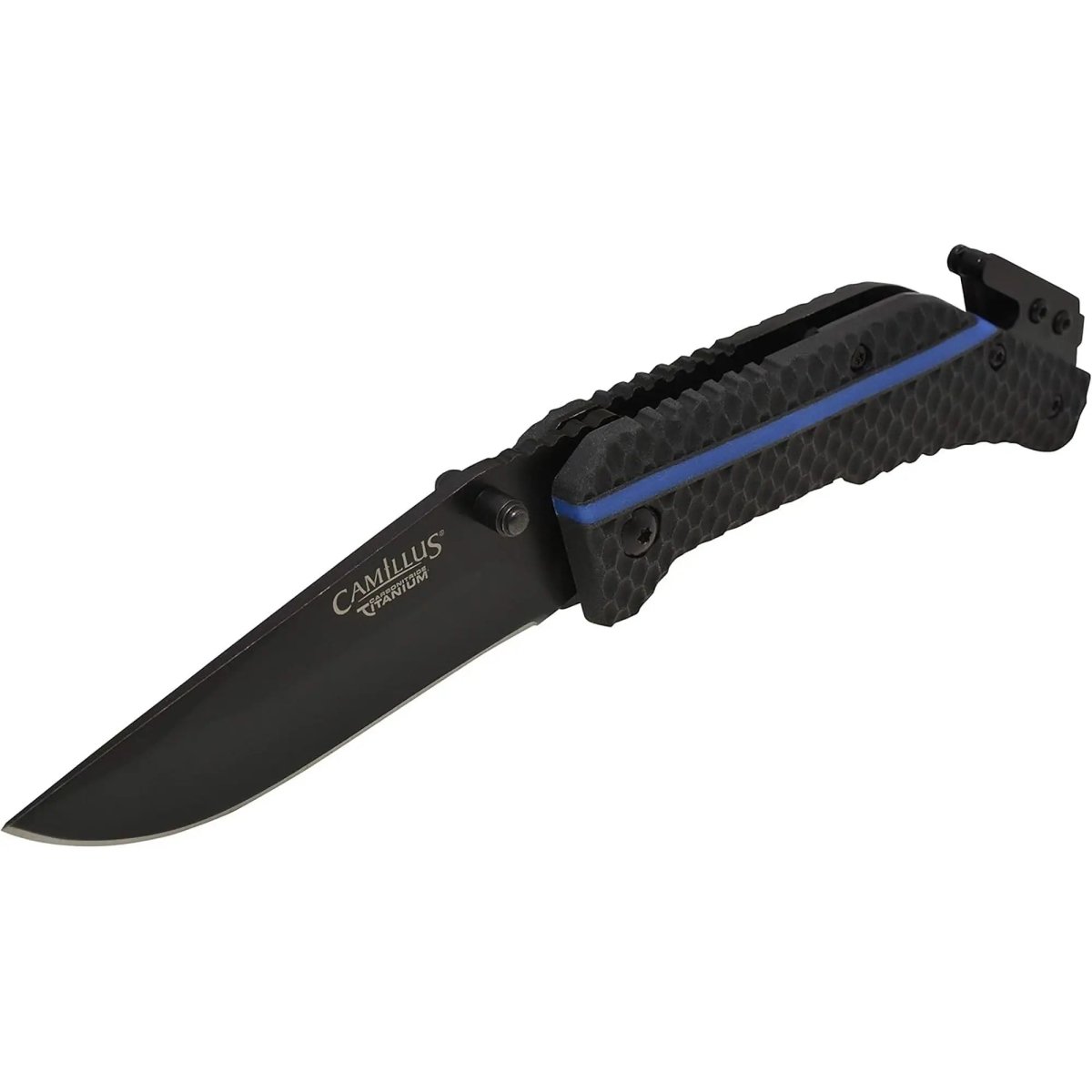 Camillus Thin Blue Line Knife - 7.75 " Overall - 3.25" Blade - Carbonitride Titanium Blade Camillus
