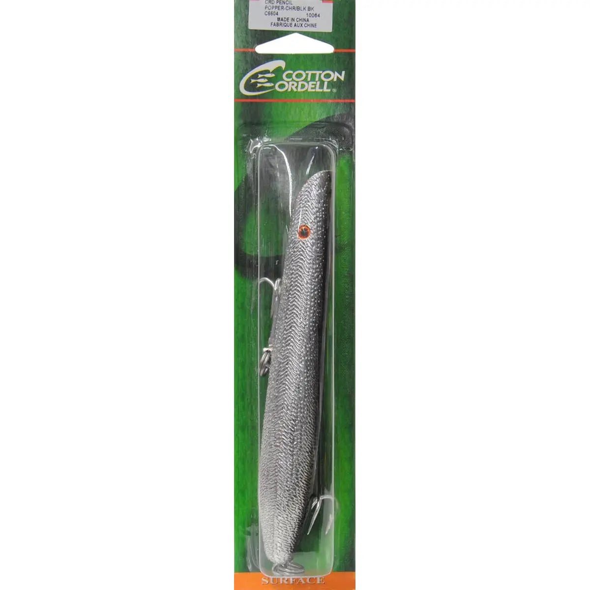 Cotton Cordell 7" Pencil Popper 2 oz Fishing Lure - Chrome/Black Back Cotton Cordell