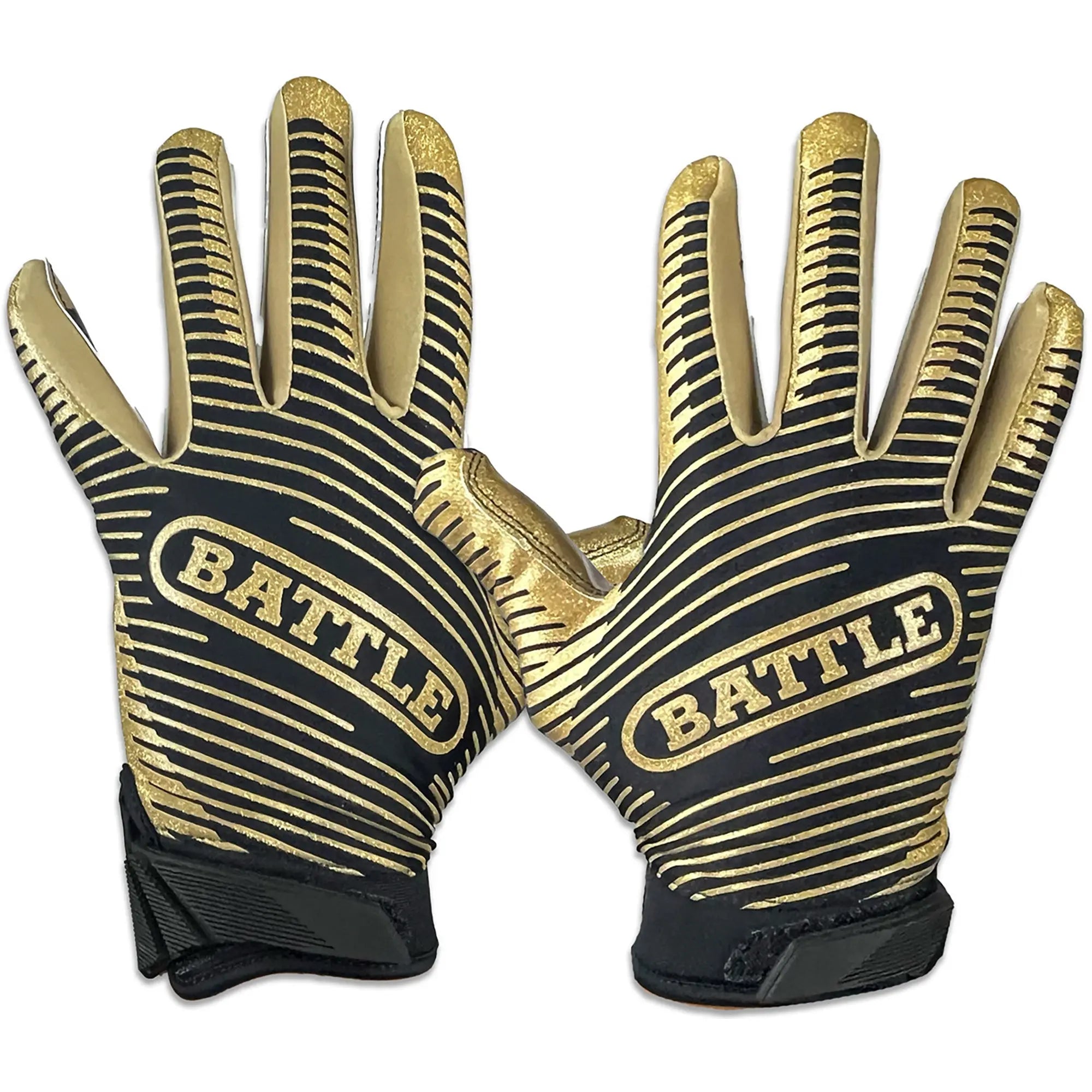 Battle Sports USA Glitter Doom Football Receiver Gloves - Black/Gold Battle Sports