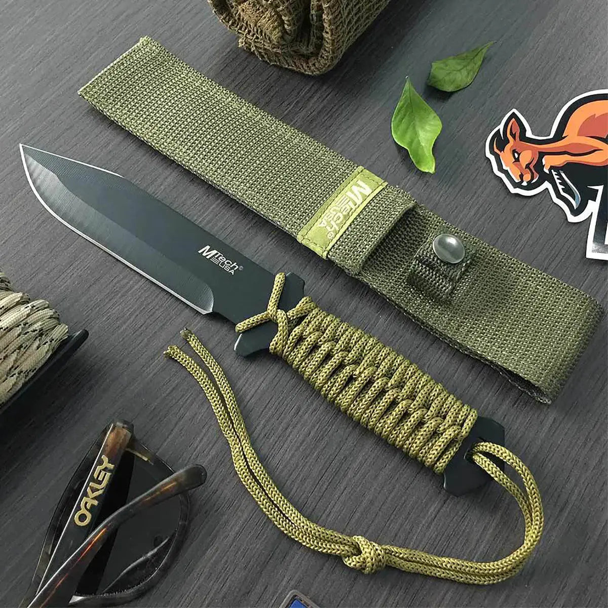 MTech USA Tactical Full Tang Fixed Blade Combat Knife, Cord Wrapped, MT-528C M-Tech