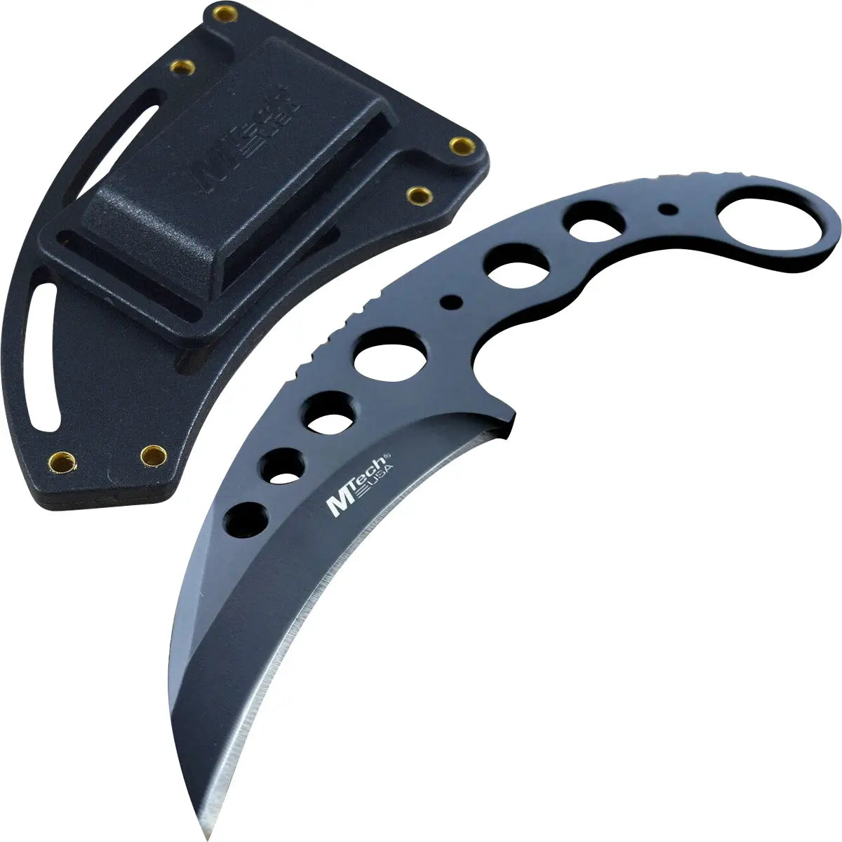 MTech USA Tactical Karambit Full Tang Fixed Blade Neck Knife, Black, MT-664BK M-Tech