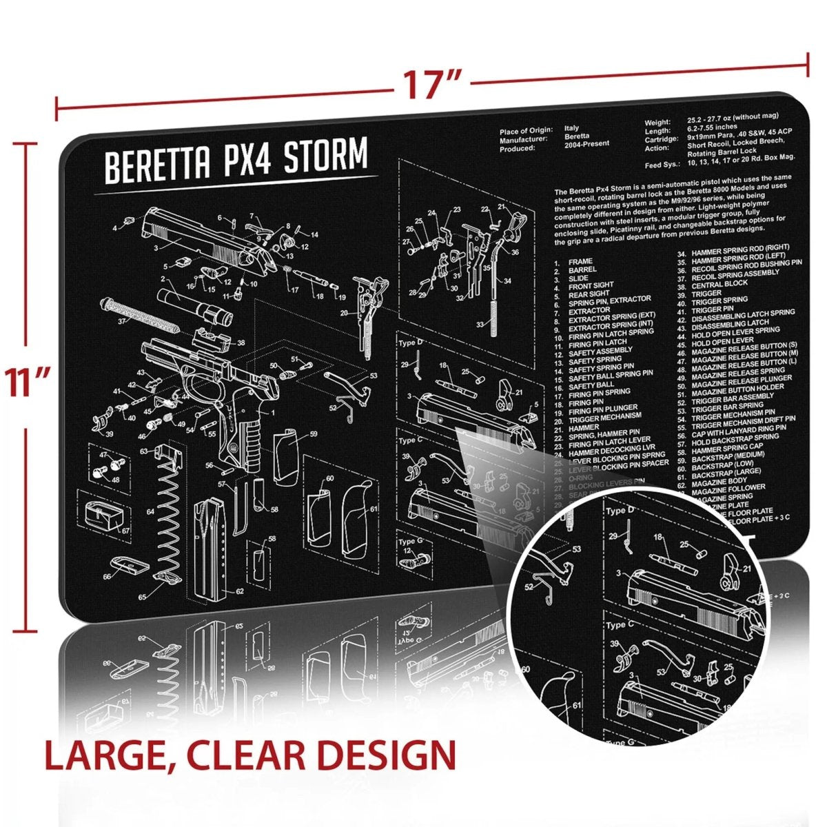 TekMat Original Gun Cleaning Mat - 17" X 11" - Beretta PX 4 Storm TekMat
