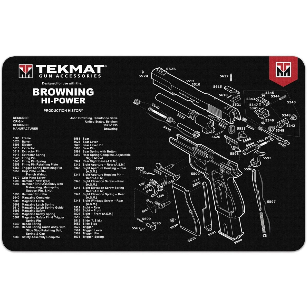 TekMat Original Gun Cleaning Mat - 17" X 11" - Browning HI Power TekMat