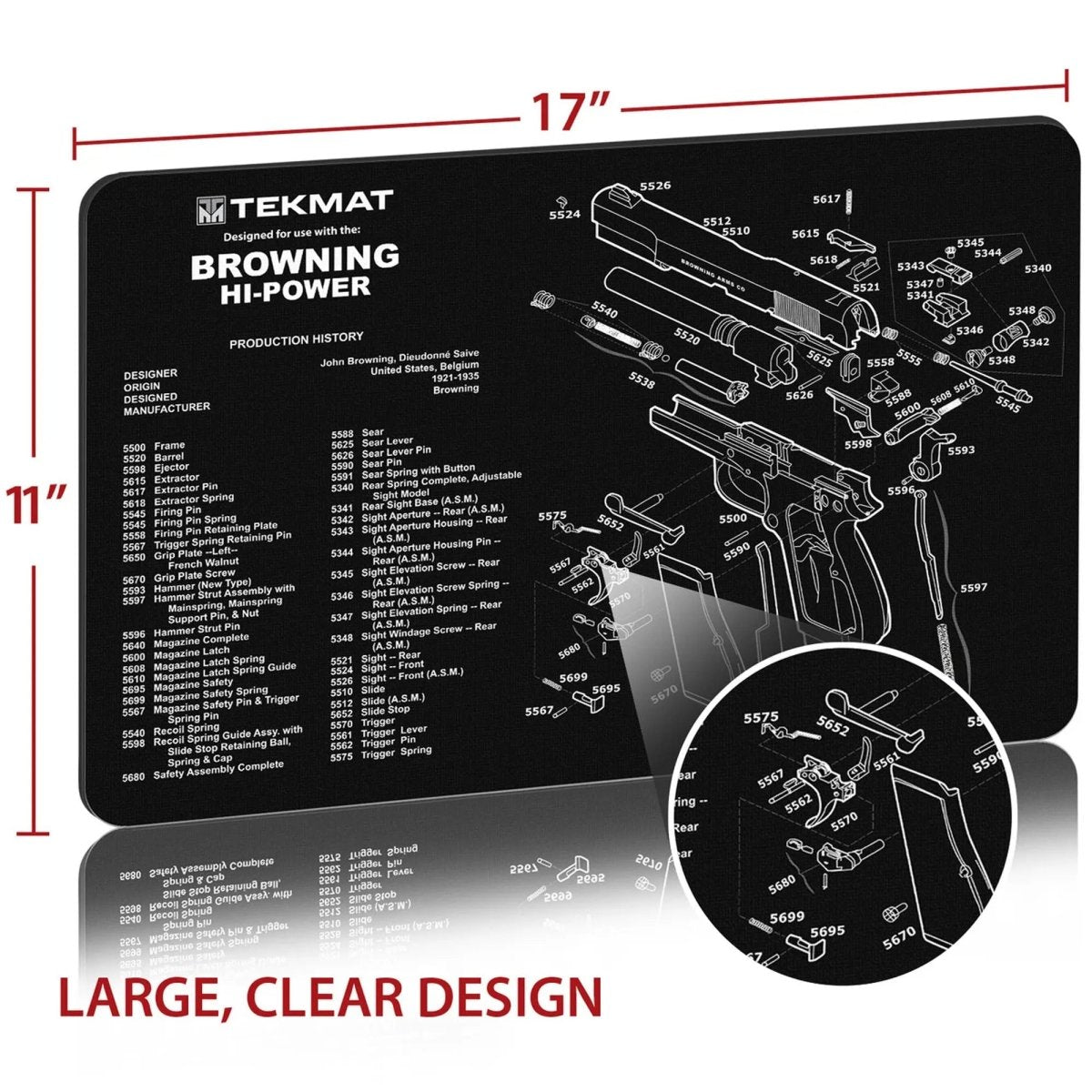 TekMat Original Gun Cleaning Mat - 17" X 11" - Browning HI Power TekMat