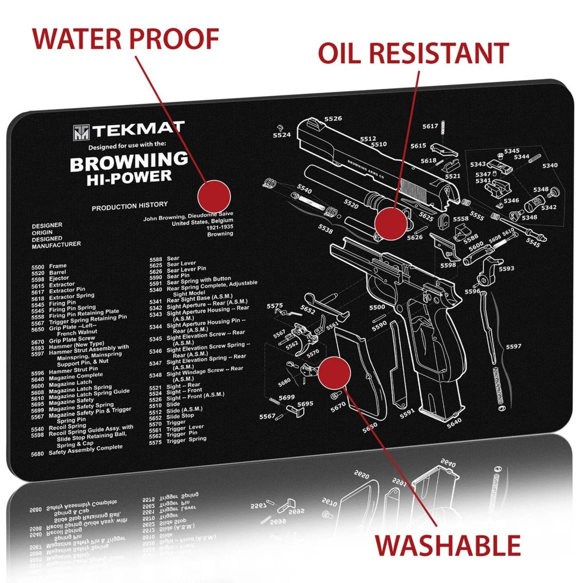 TekMat Original Gun Cleaning Mat - 17" X 11" - Browning HI Power TekMat