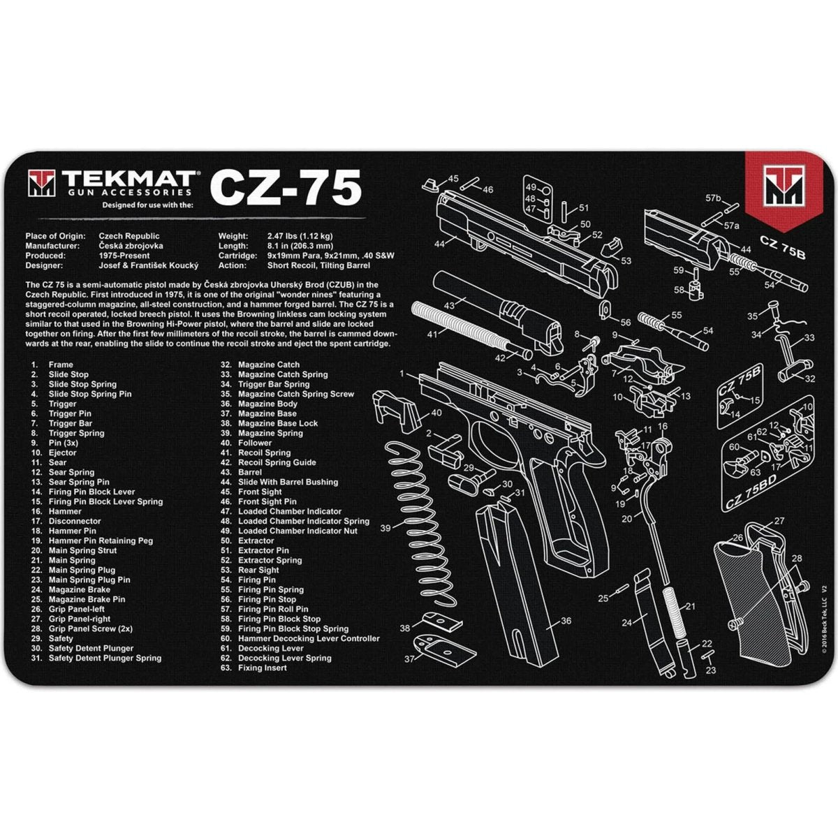 TekMat Original Gun Cleaning Mat - 17" X 11" - CZ 75™ TekMat
