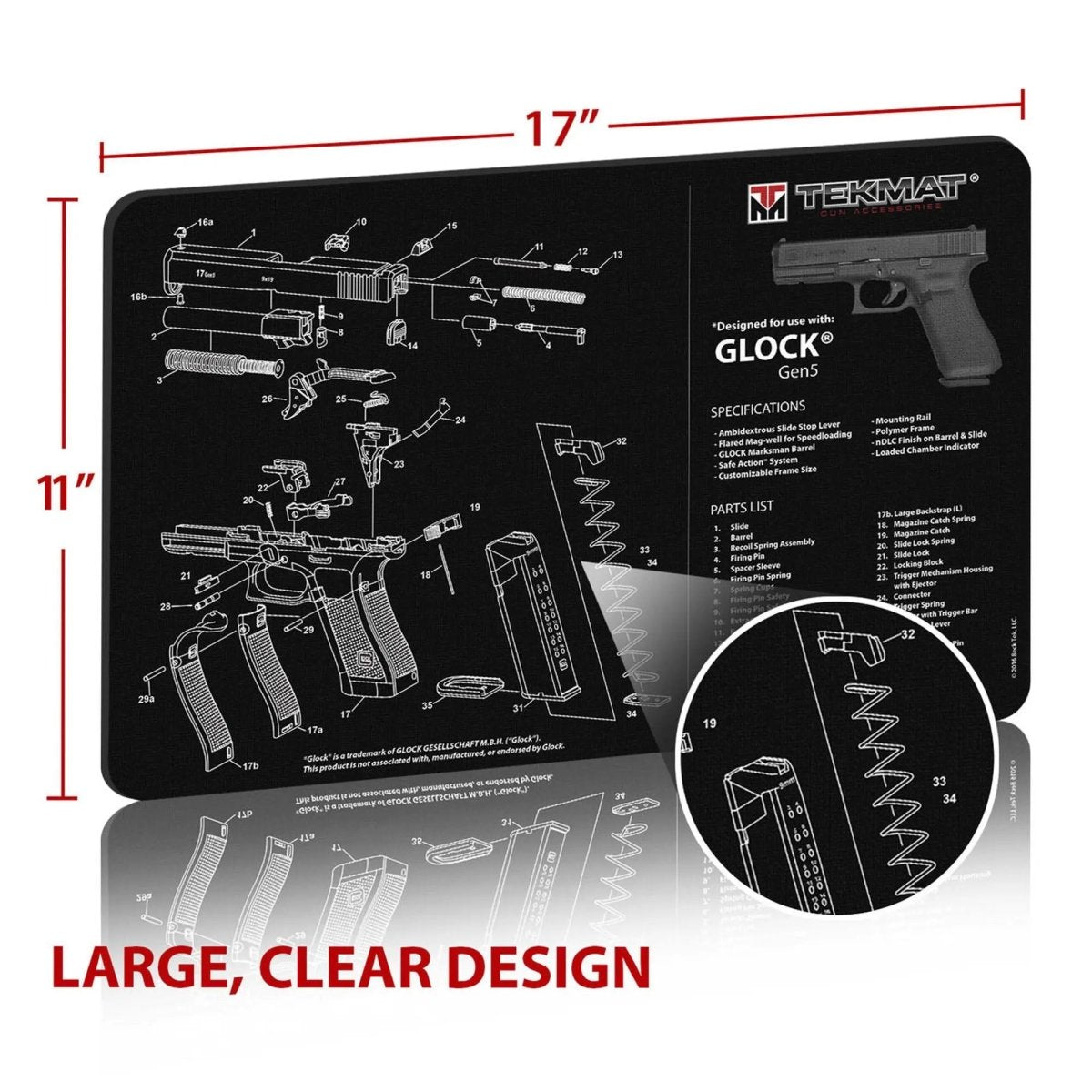TekMat Original Gun Cleaning Mat - 17" X 11" - Glock Gen 5 TekMat