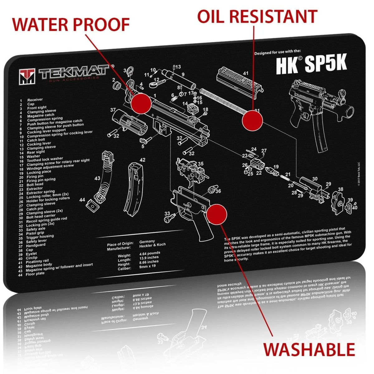 TekMat Original Gun Cleaning Mat - 17" X 11" - Heckler & Koch SP5K™ TekMat
