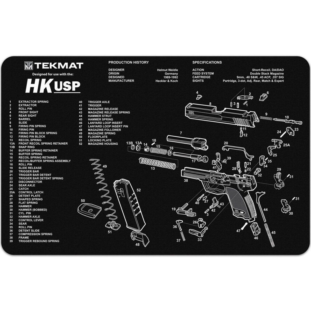 TekMat Original Gun Cleaning Mat - 17" X 11" - Heckler & Koch USP™ TekMat