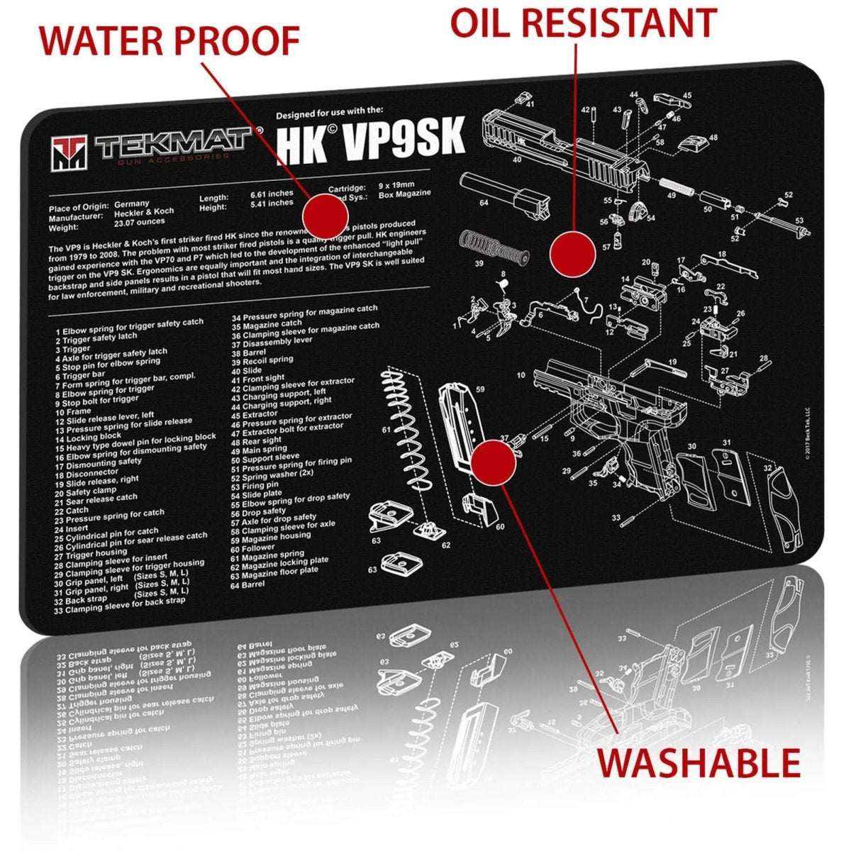 TekMat Original Gun Cleaning Mat - 17" X 11" - Heckler & Koch VP9SK™ TekMat