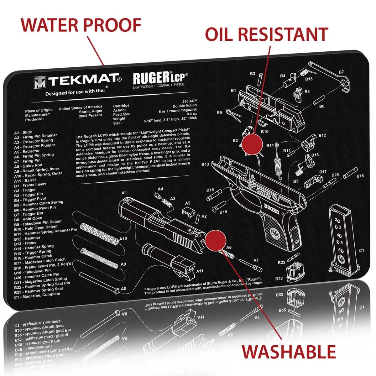 TekMat Original Gun Cleaning Mat - 17" X 11" - Ruger LCP™ TekMat