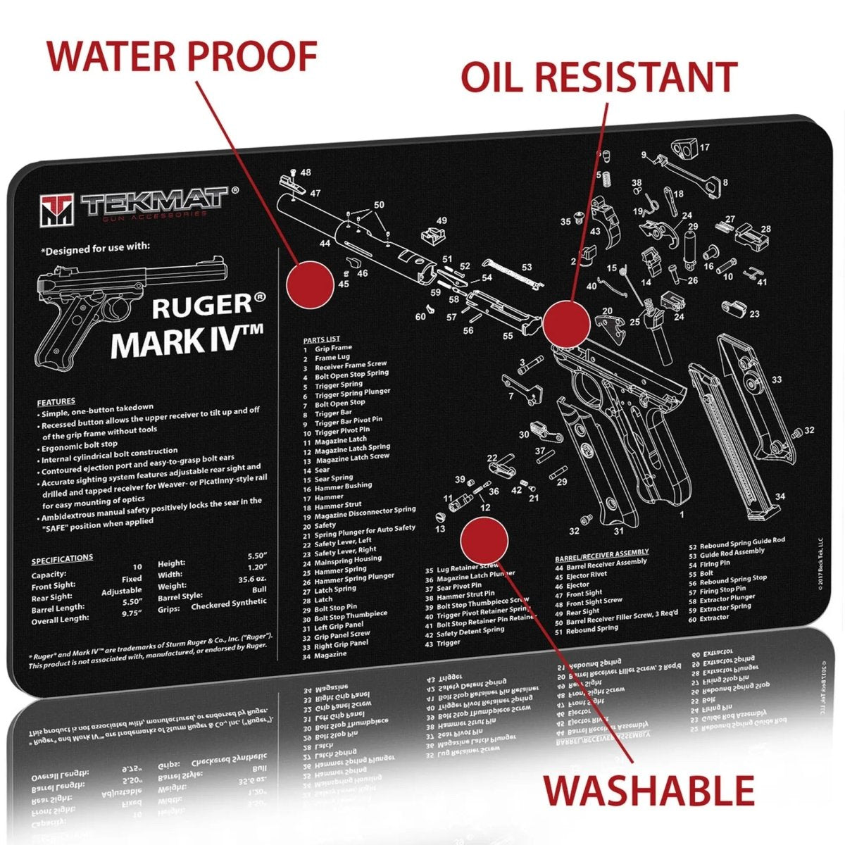 TekMat Original Gun Cleaning Mat - 17" X 11" - Ruger MARK IV TekMat