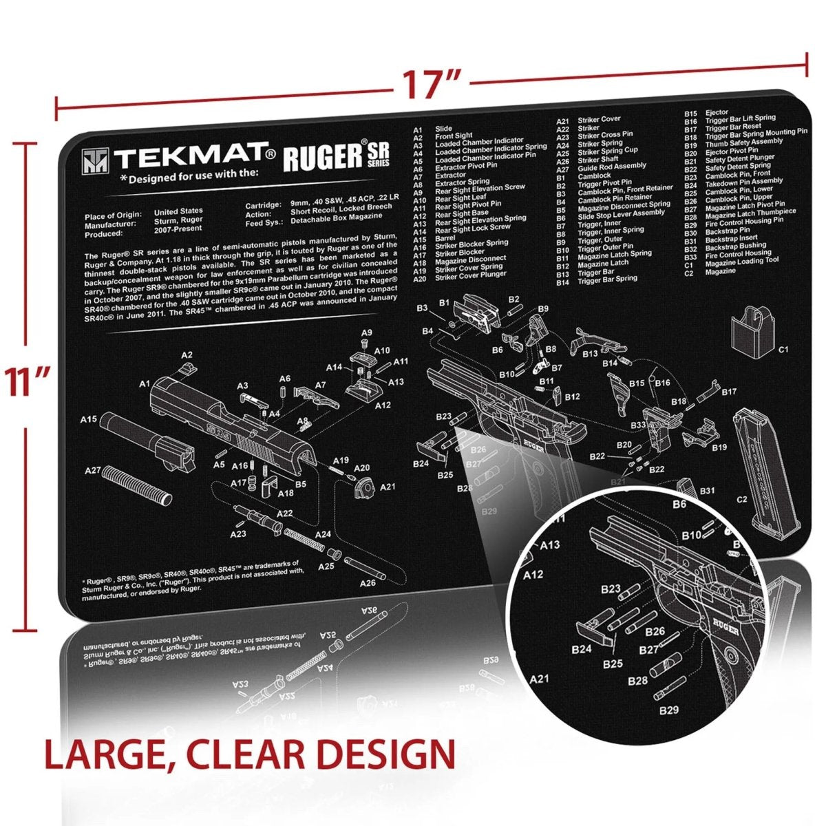 TekMat Original Gun Cleaning Mat - 17" X 11" - Ruger SR9™ & SR40 TekMat