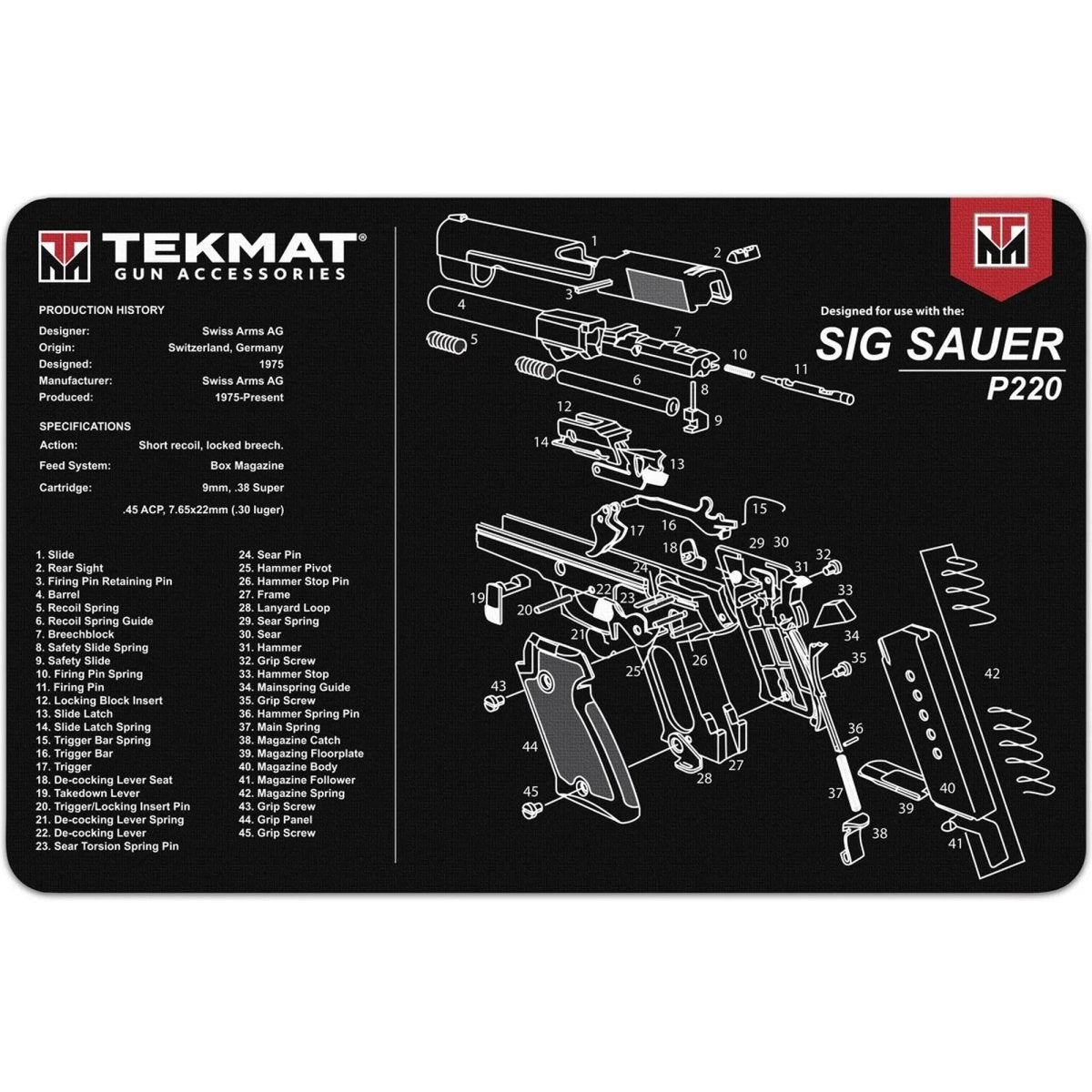 TekMat Original Gun Cleaning Mat - 17" X 11" - Sig Sauer P220™ TekMat