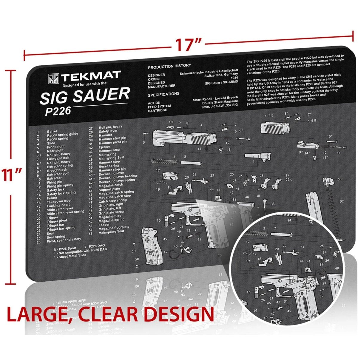 TekMat Original Gun Cleaning Mat - 17" X 11" - Sig Sauer P226™ TekMat