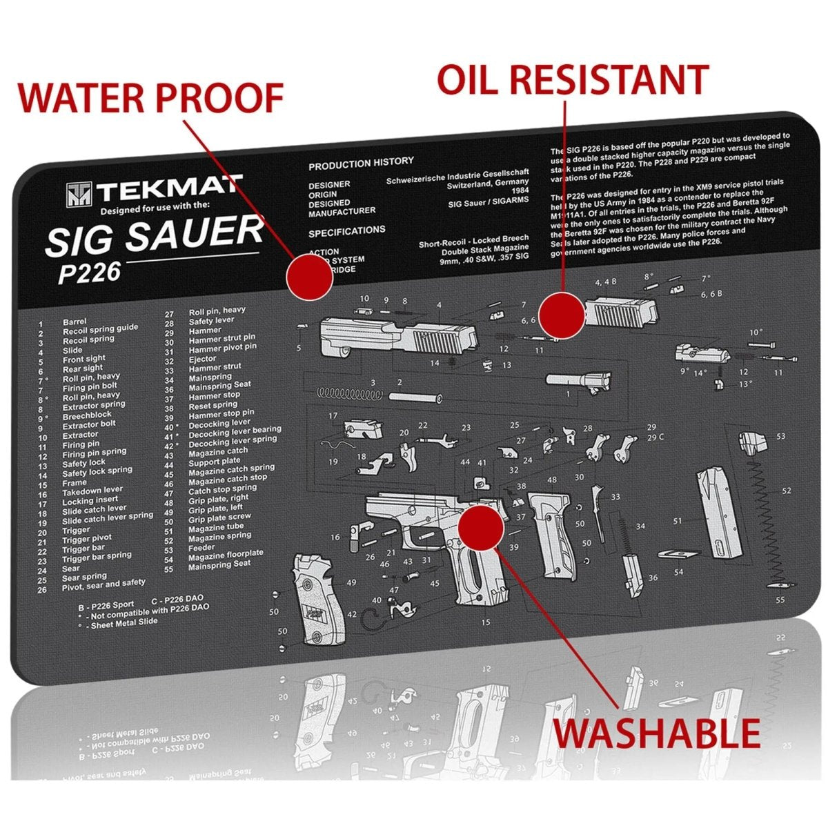 TekMat Original Gun Cleaning Mat - 17" X 11" - Sig Sauer P226™ TekMat