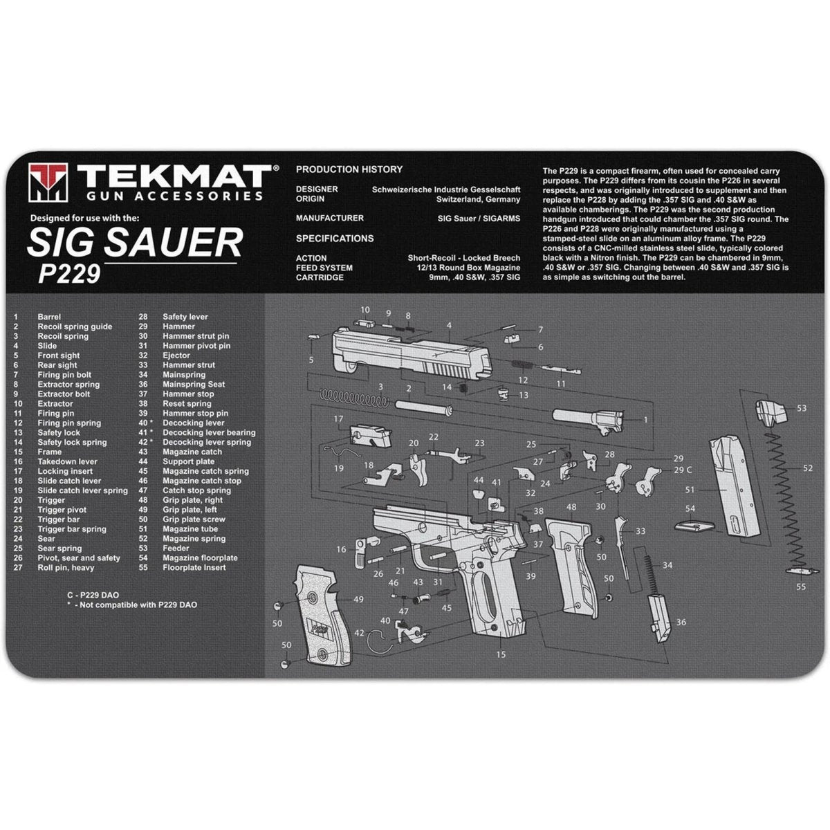 TekMat Original Gun Cleaning Mat - 17" X 11" - Sig Sauer P229™ TekMat