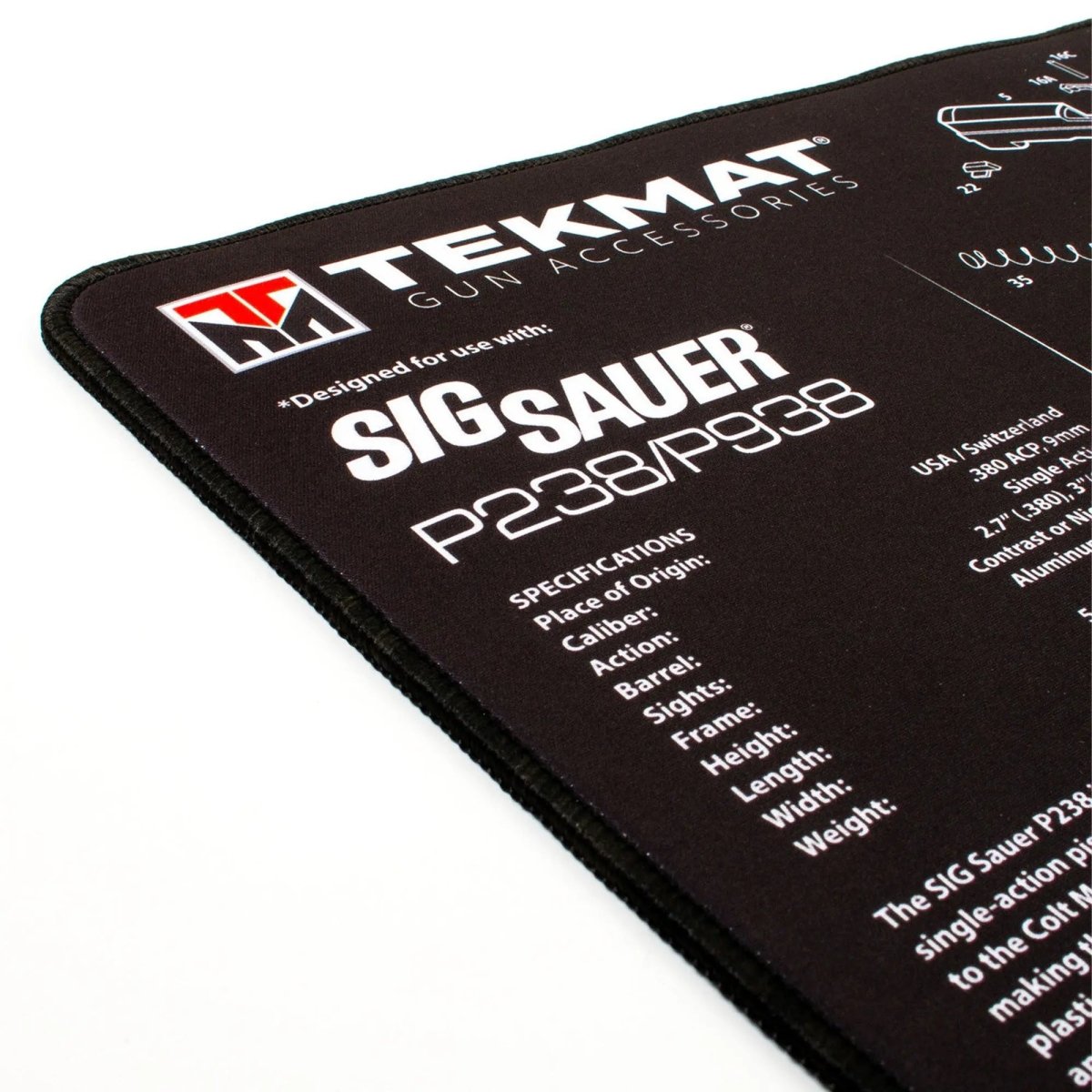 TekMat Original Gun Cleaning Mat - 17" X 11" - Sig Sauer P238 TekMat