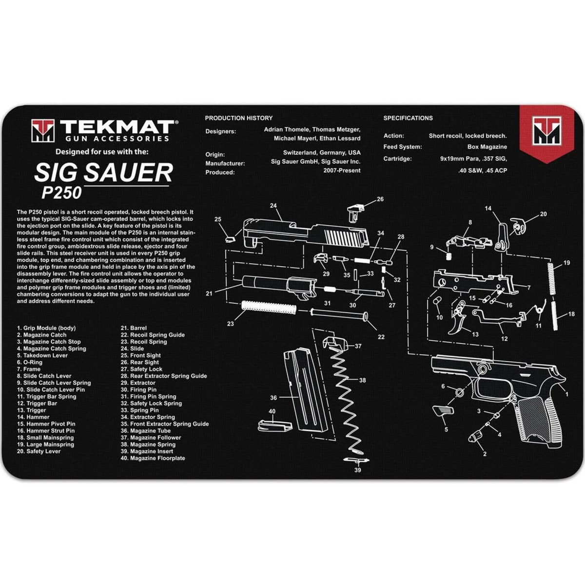 TekMat Original Gun Cleaning Mat - 17" X 11" - Sig Sauer P250™ TekMat