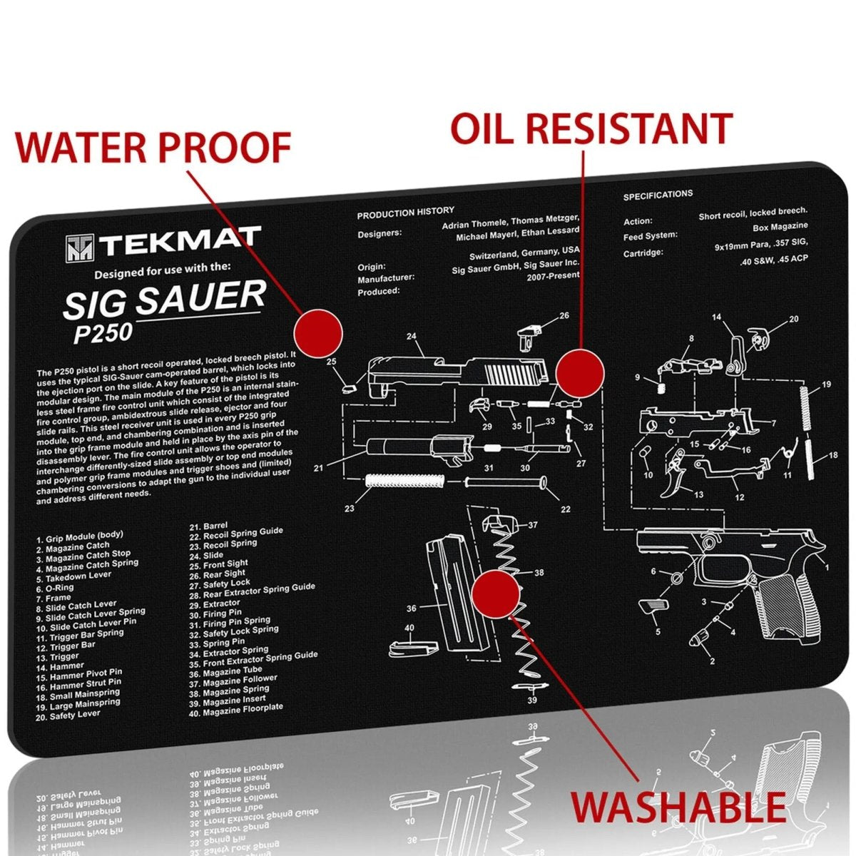 TekMat Original Gun Cleaning Mat - 17" X 11" - Sig Sauer P250™ TekMat