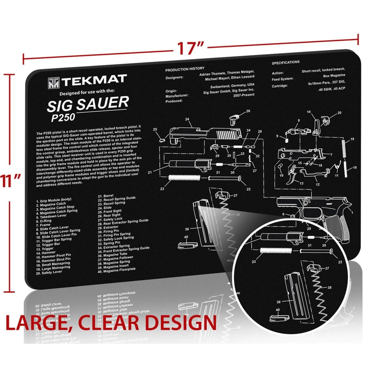 TekMat Original Gun Cleaning Mat - 17" X 11" - Sig Sauer P250™ TekMat