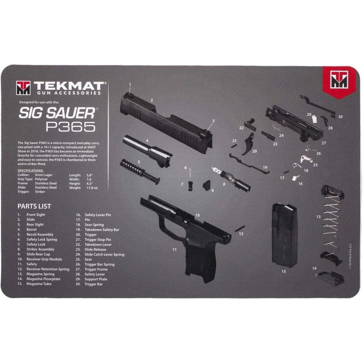 TekMat Original Gun Cleaning Mat - 17" X 11" - Sig Sauer P365™ TekMat