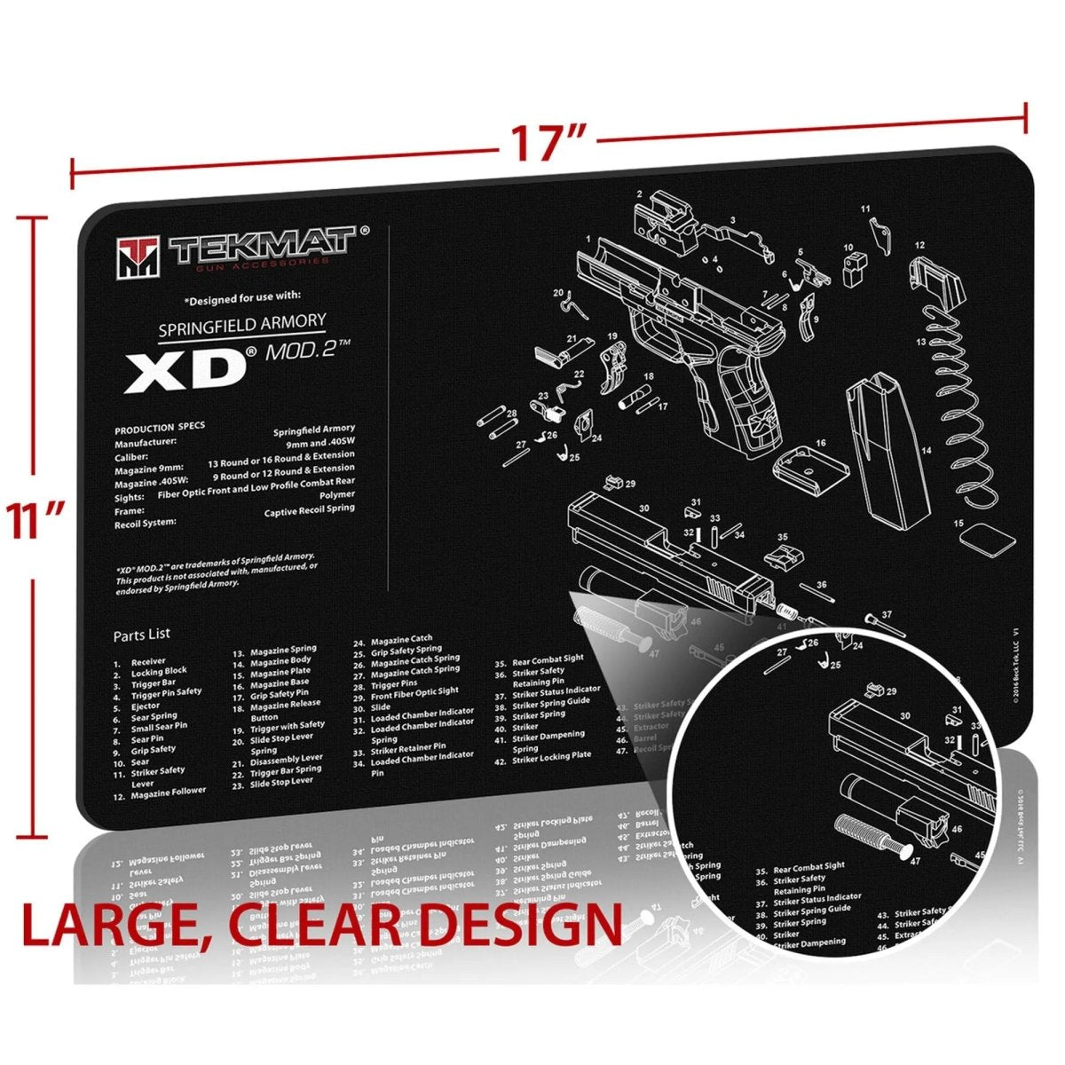 TekMat Original Gun Cleaning Mat - 17" X 11" - Springfield Armory XD MOD.2 TekMat