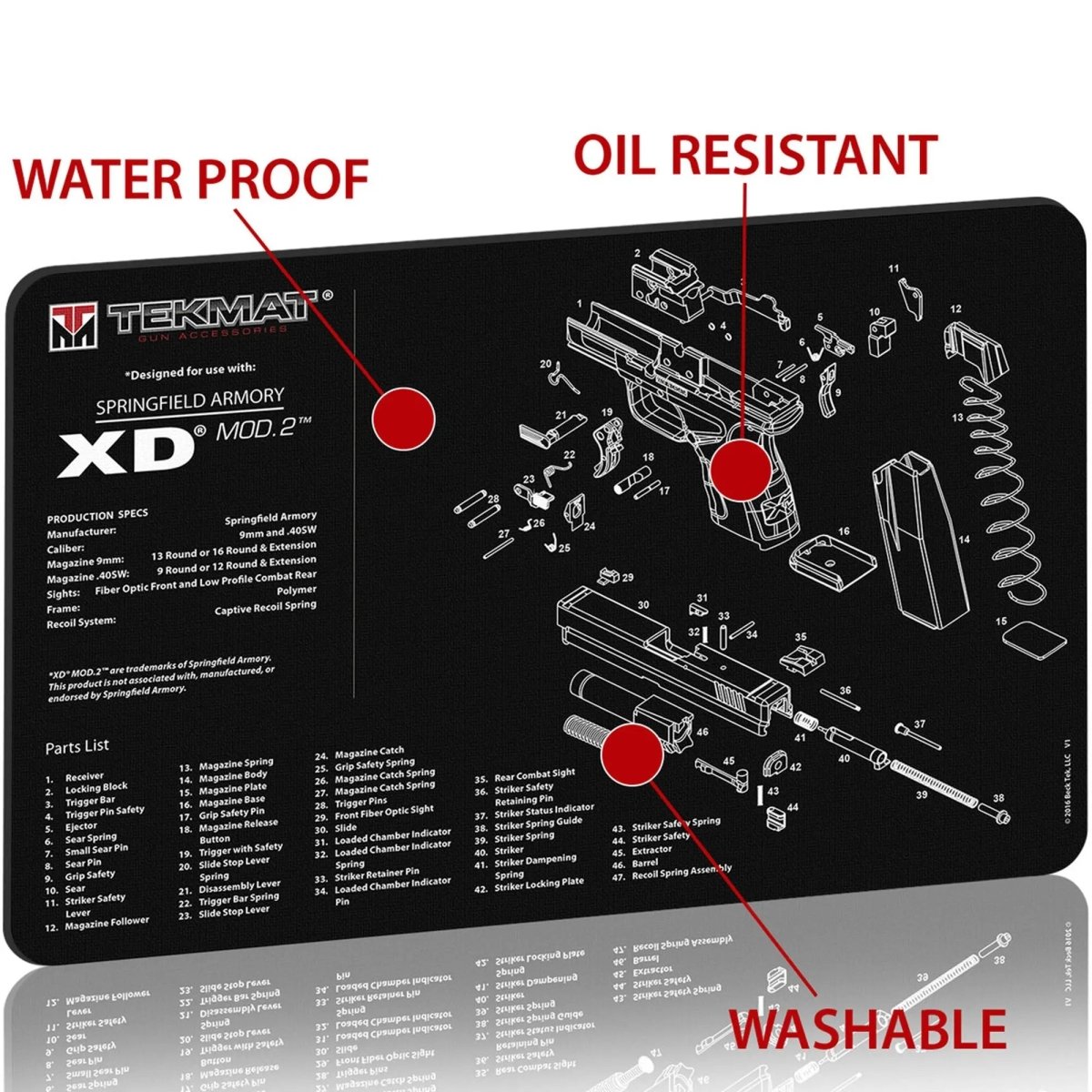 TekMat Original Gun Cleaning Mat - 17" X 11" - Springfield Armory XD MOD.2 TekMat