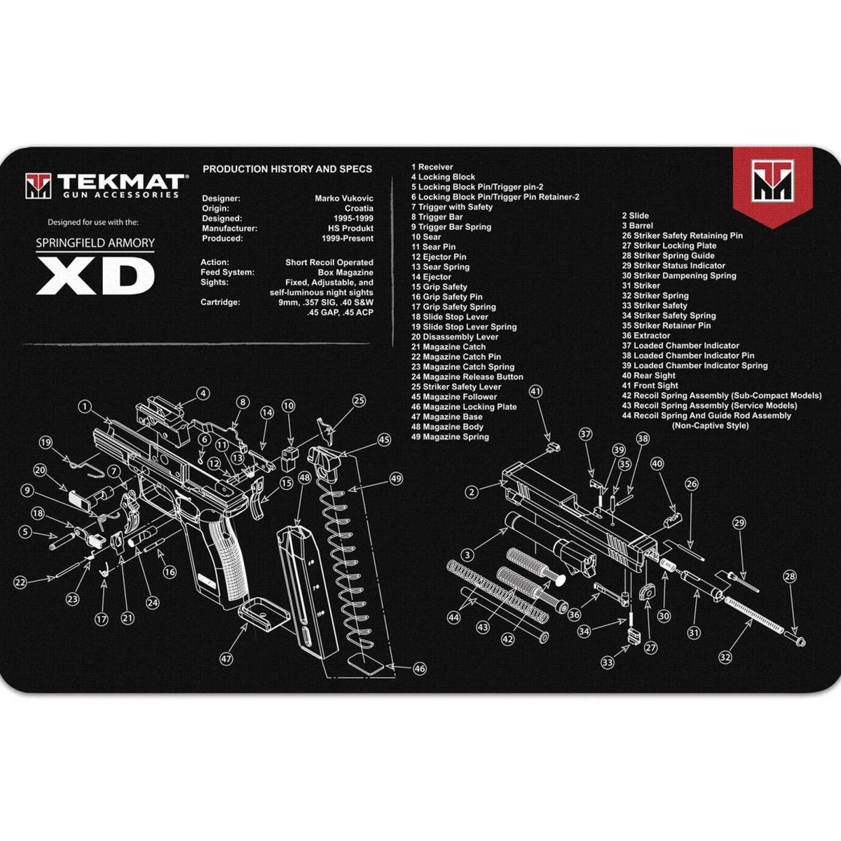 TekMat Original Gun Cleaning Mat - 17" X 11" - Springfield Armory XD TekMat